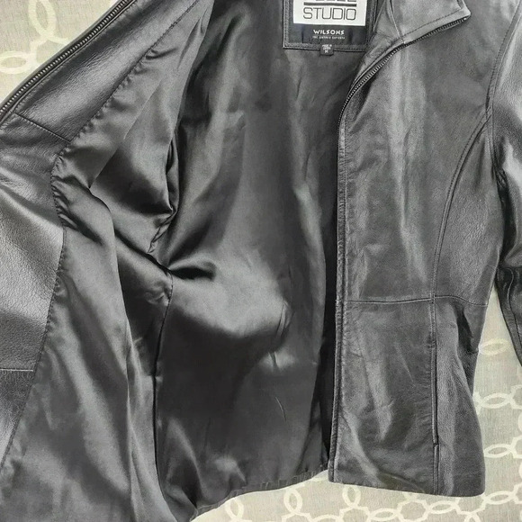 Vintage Pelle Studio Wilsons Leather Full Zip Black Leather Jacket Women's M - Picture 4 of 11